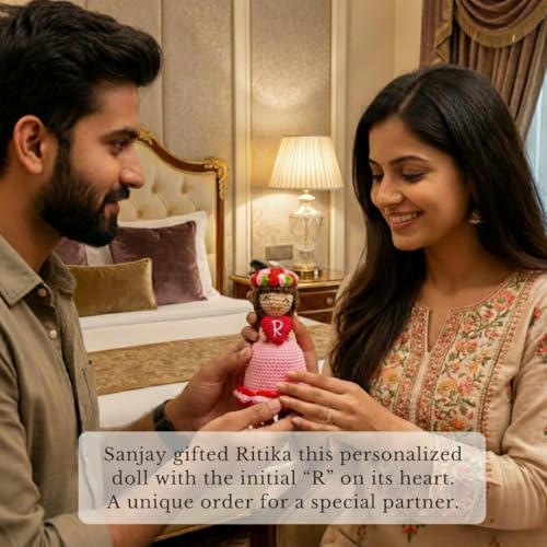 Image of Handmade Reversible Crochet Doll to Bouquet, Perfect for Girlfriend & Wife Birthday, 13cm Doll, Personalized Romantic Decor with Flower Crown