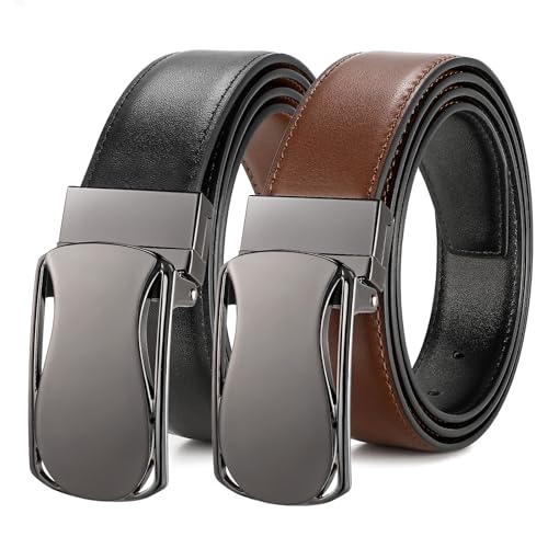JASGOOD Men’s Leather Belt Reversible Belt for Men Jeans Suits with Rotate Buckle 1.25’’Wide Leather Casual Belt for Present,Black/Brown