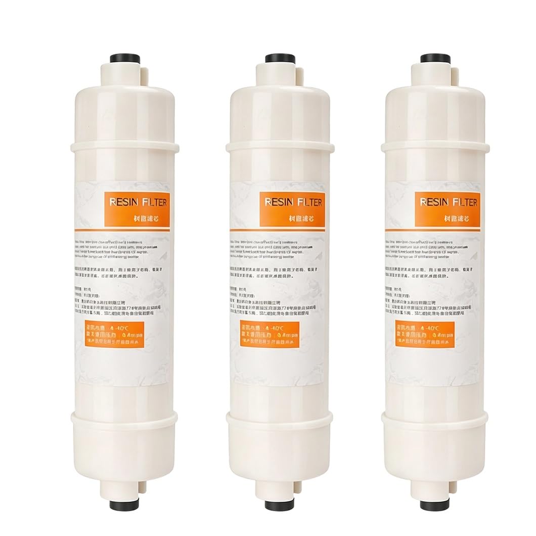 Juego De 3 Filtros De Resina En Línea De 10″ Con Conexión Rápida De 1/4″, Ablandamiento Por Intercambio Iónico Para Cafeteras, Máquinas De Hielo Y Purificadores De Agua