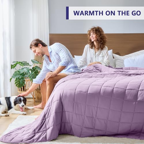 Image of King Size Weighted Blanket for Adults (30 lbs, 80 inch x 87 inch, Purple) Cooling Heavy Blanket for Sleeping Perfect for 290-310 lbs, Breathable Blanket for Adults & Couple All Season, Machine Washable