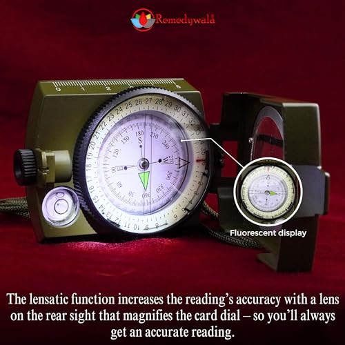 Image of REMEDYWALA Waterproof High Accuracy Military Compass for Directions Vastu Professional (3.25 x 2.5 x 1.2 inch)