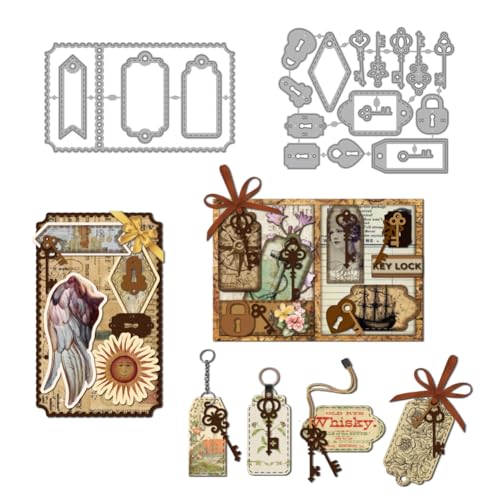 MAYJOYDIY Troqueles para hacer tarjetas, etiquetas vintage, troqueles de corte de metal, cerraduras de puerta antiguas, plantilla de corte en relieve para álbumes de recortes, manualidades, papel,
