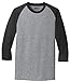 Joe's USA(tm) Mens Cotton/Poly 3/4 Sleeve Baseball Tee, L,Heather Grey/Black