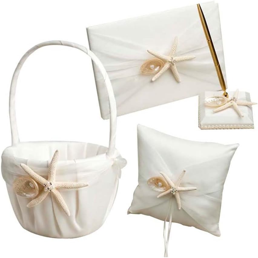 HBJWOV Western Wedding Flower Girl Sprinkling Flowers Basket Bridal Four-piece Suit Supplies