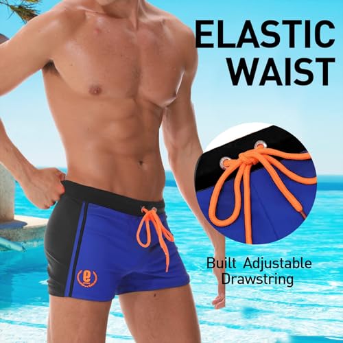 Arcweg Badehose Herren Eng Kurz Badeshorts mit Tunnelzug Schwimmhose Wassersport Kurze Hose UV Schutz Jungen Schwimmwear Schulschwimmen Dunkelblau XL（EU 4