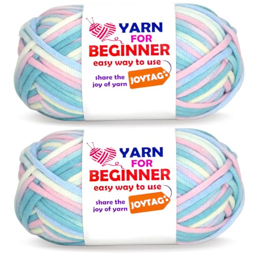 Image of 2 * 50g Rainbow Beginner Crochet Yarn for Crocheting and Knitting Multicolor Cotton Crochet Yarn for Beginners(Clouds Tone)