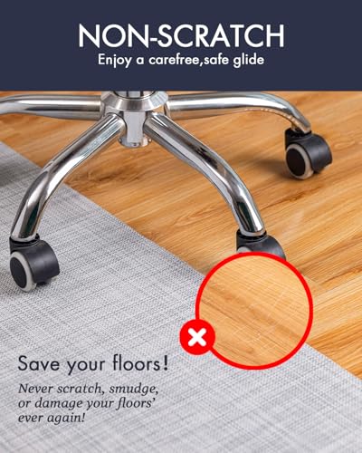 Image of Baroyal Office Chair Mat for Hardwood Floor Under Desk Computer Rolling Chair Mat for Wood /Tile Floor Non-Slip Heavy Duty Desk Rug PVC Plastic Hard Floor Protector 48 inch x 60 inch (Mist)