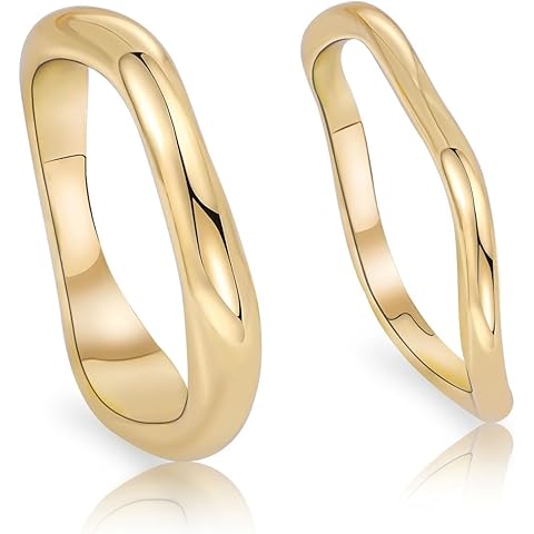 Rings for Women,Dainty Ring Set 14K Gold Plated Thumb Rings Non Tarnish Chunky Size...