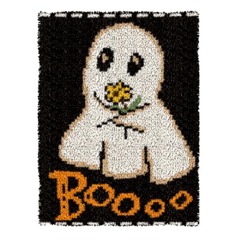 Image of YOOLOOKY Latch Hook Kits for Adults /Beginners Printed Canvas Embroidery Tapestry Handmade Rug Home Sofa Decoration 20.5 inch X 15 inch (Ghost)