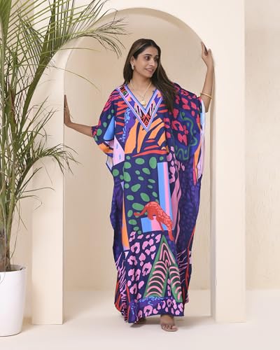 REYNOSOHOMEDECOR Kaftan Dresses for Women Plus Size Bathing Suit Cover up Caftan Maxi Beach Dresses3