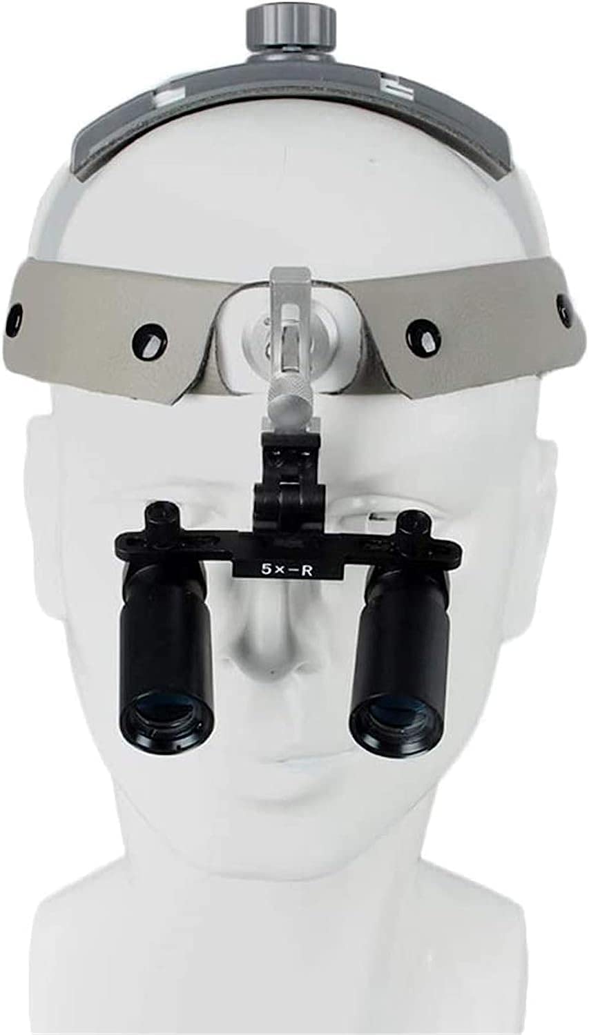 asdchZen Headband Magnifier,Handheld Digital Magnifier,5X Binocular Headband Magnifier Dental Surgical Loupes With Led Headlights Hobbies,Reading,Jewelry Loupe,Crafts,Watch & Elec