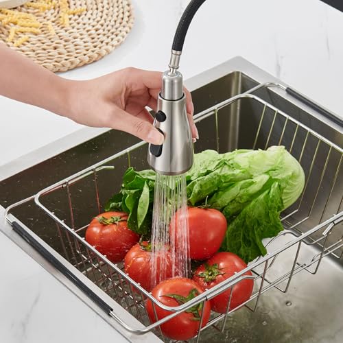 Image of Pull Down kitchen Faucet Head Replacement, Kitchen Faucets 3-Function Spray Nozzle, Kitchen Sink Sprayer Replacement Compatible with Model Number AZ-US-SOEBIZ-CFSLT-BN-01, Brushed Nickel