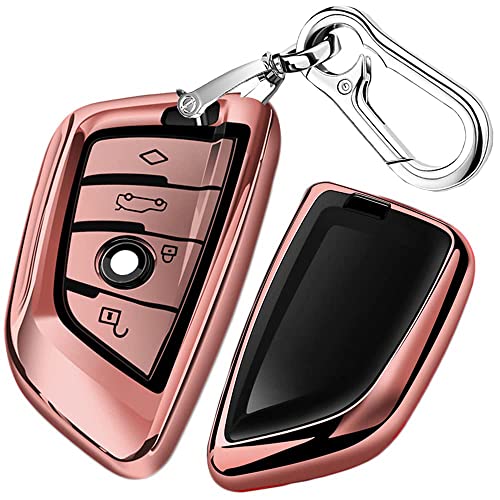 Image of QBUC Key Fob Cover Full Protective Case, Key Fob Case for X1 /X3 /X5 /X6 X7 and for Series 1 /2 /5 /7 Soft TPU Anti-dust Case Shell Keyless Remote Control(Pink)