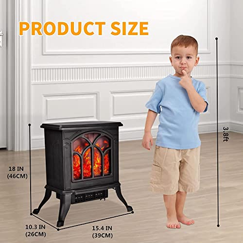 Electric Fireplace Heater Stove Indoor, 18'' Compact Freestanding Infrared Heater With Realistic Flame, 800/1500W Portable Space Heater, Overheating Protection, Etl Certified #TOP5