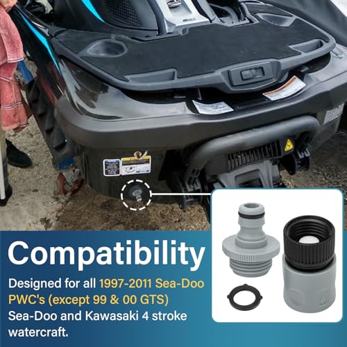 Image of Boat Quick Connect Flush Kit for Seadoo 1997-2011 Jetski PWC (Except 1999 & 2000 GTS) - Boat Hose Quick Release Kit for Kawasako Jet Ski Four-Stroke Engine
