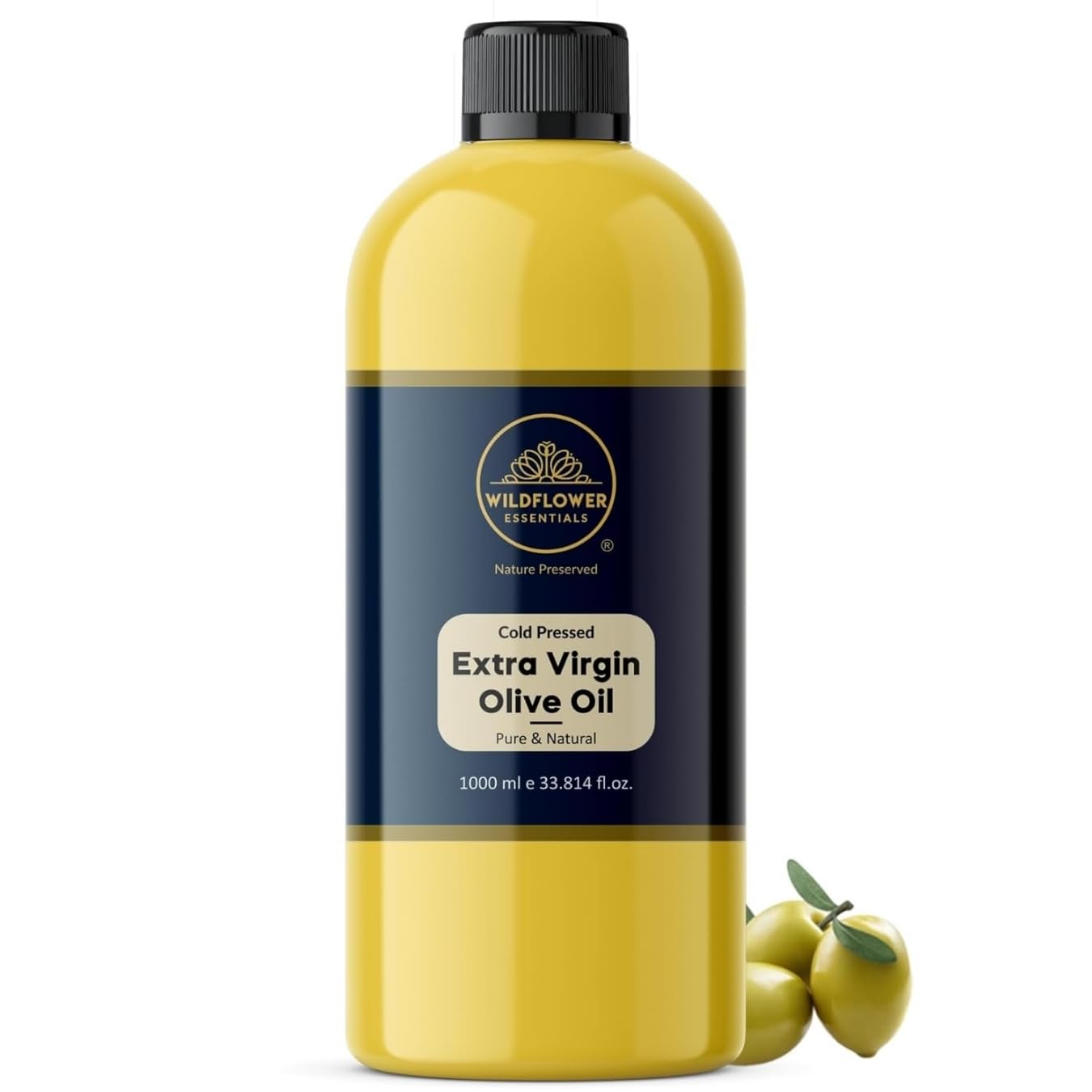 Wildflower Essentials Extra Virgin Olive Oil Cold Pressed 100% Pure & Natural 1 L (1000 ml) For Face, Hair, Skin, Body-image-20