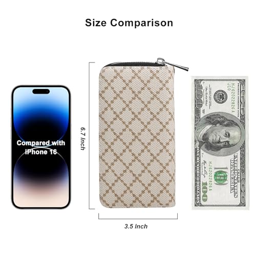 Image of Cellphone Wallet for Women Dual Zipper Long Purse with Removable Wristlet