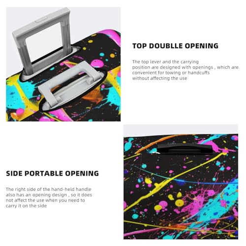 Neon Splatter Ink Luggage Cover For Travel Suitcase Protector Fits 18-32 Inch Case X-Large4