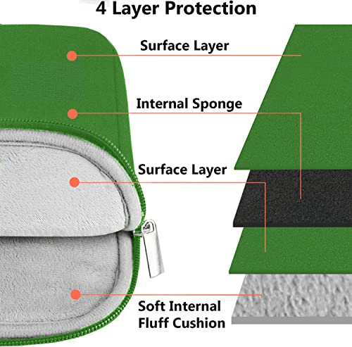 Image of Laptop Sleeve 17 Inch, Shockproof Protective Notebook Case with Accessory Pocket, Briefcase Carrying Bag Compatible with 17-17.3 Inch Laptop, Computer, Notebook, Green