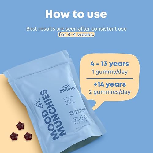 Miniatura 9 de Gomitas de azafrán para niños, suplemento de apoyo del estado de ánimo para niños, adolescentes y adultos, extracto de azafrán con sabor a bayas