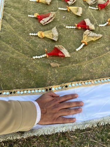 Image of Bridal Net Chunari Dupatta for Wedding Entry & Ceremony - Bridal Chunni, Pack of 1 (Red Gold on White Base)