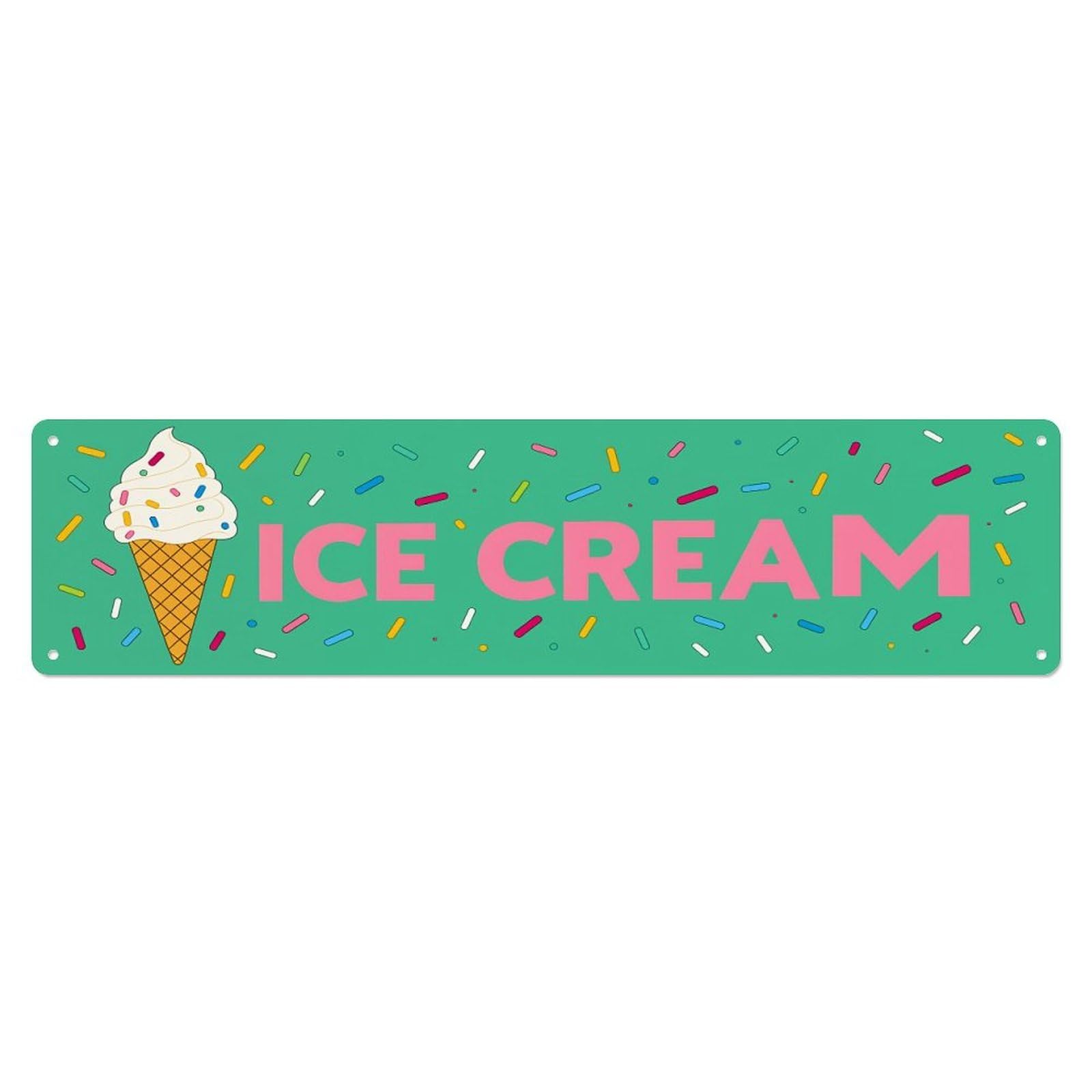 Ice Cream Cone Sprinkles Pattern Metal Tin Sign Plaque