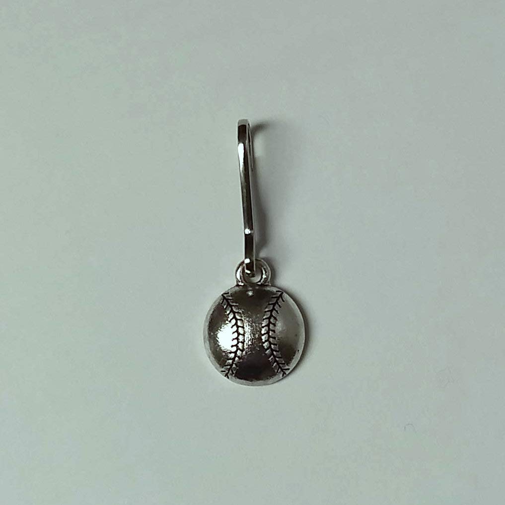 Silver Baseball Zipper Pull