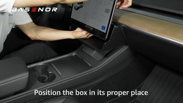 BASENOR Console Centrale Tesla Model 3 Y - Porte-Lunettes Boîte Rangement Silicone 2019-2025