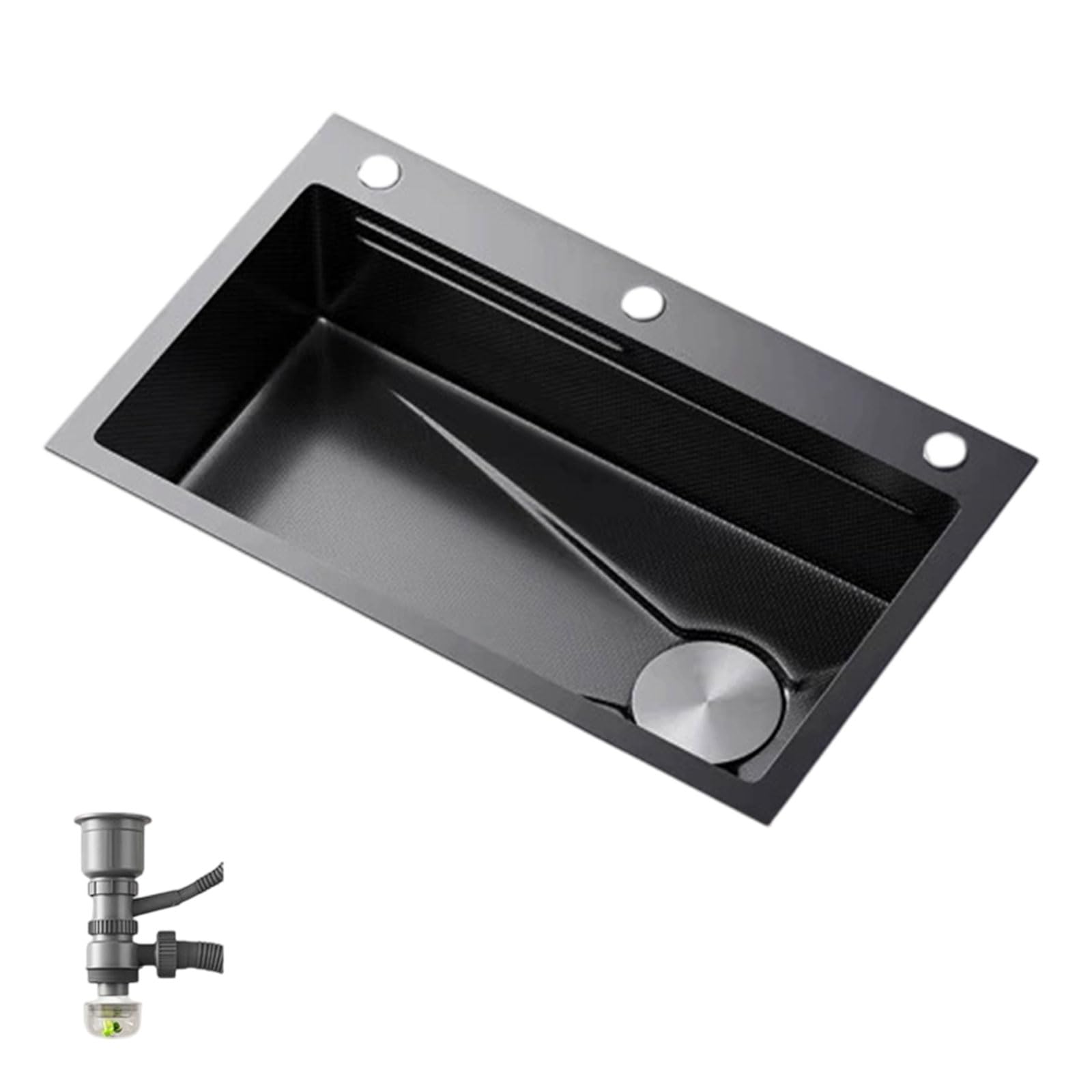 WBJGUOD Kitchen Sink 304 Stainless Steel Sinks Modern with Drain Set Single Bowl Utility Multiple Accessories for Kitchens Bathrooms