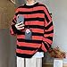 Men Casual Long Sleeve Striped Sweaters Oversized Knit Pullover Autumn Winter Fashion Sweater Jumpers Tops Black Red