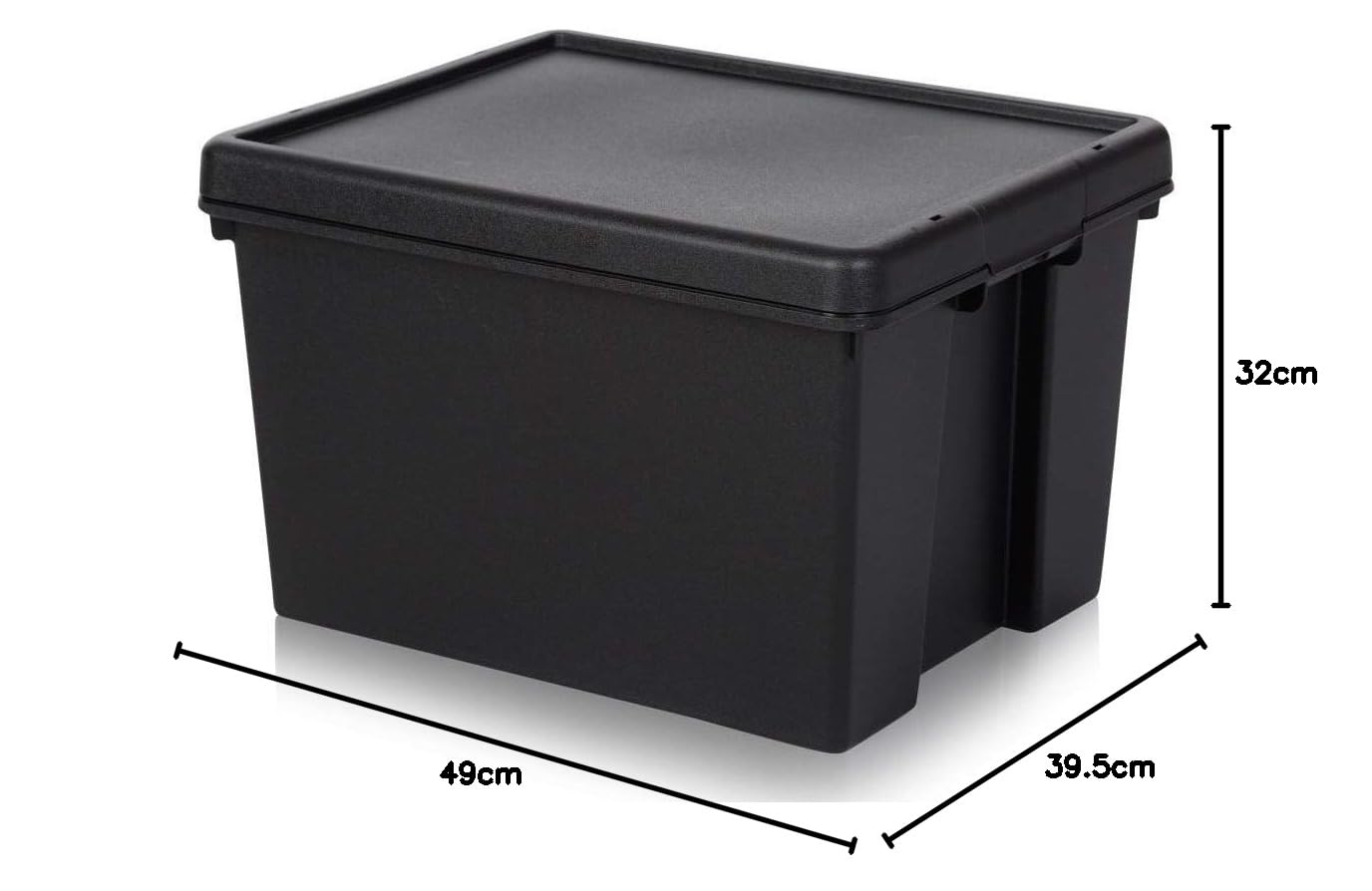 Wham Bam Lot de 2 boîtes de recyclage 45 litres avec couvercle 49 x 39,5 x 32 cm Noir
