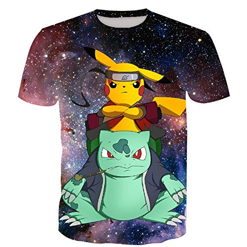 Hojoo Camiseta Unisex Camiseta Estampada 3D T-Shirt Hombres Mujeres Sudadera Pokemon XL