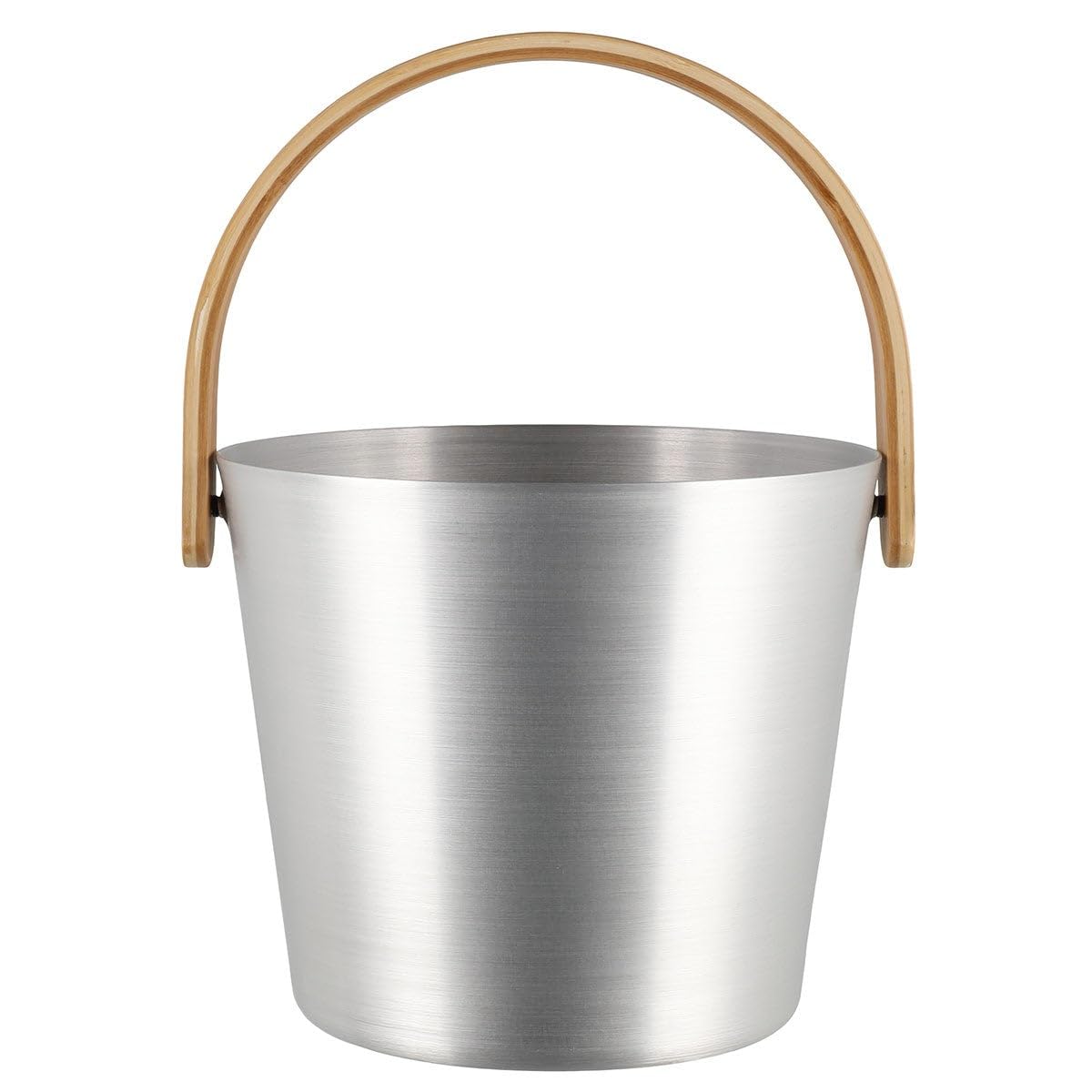 Rento - Saunaeimer, Aufgusseimer - Aluminium - Farbe: Silber - mit edlem Griff aus Bambus - 5 Liter