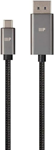 Monoprice Cable bidireccional USB tipo C a DisplayPort 1.4 - 4K @60Hz, fácil de conectar y usar, chaqueta trenzada de nailon, 6 pies, color negro