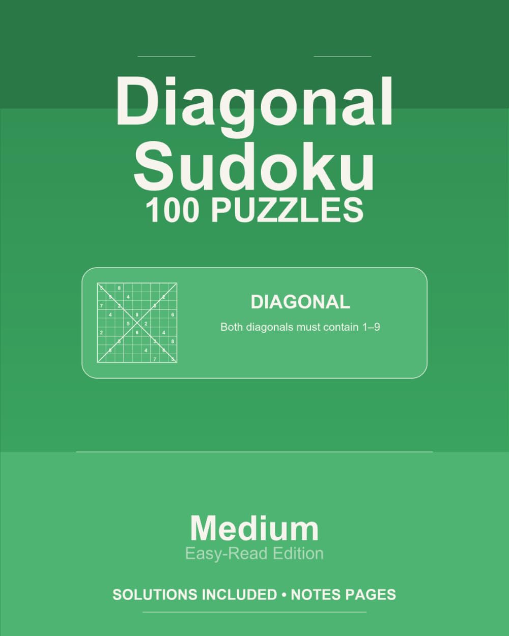 Diagonal Sudoku - 100 Medium Puzzles - VOL1: 100 Puzzles - 8x10 (Sapiver Press Sudoku Series)