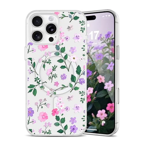 Coque iPhone 11 Pro Max MagSafe anti-jaunissement et antichoc à fleurs claires