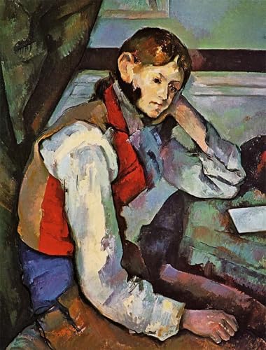 Paul Cézanne Garçon au gilet rouge affiche pour rompre la monotonie d'un bureau 60x90