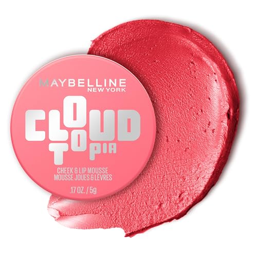 Maybelline Cloudtopia Blush for Cheeks and Lip Mousse, Ultra-Vivid, Pigmented Formula for Up to 14HR of Blush and Lip Makeup Color, Moonlit Rose, 1 Count