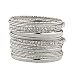 Lux Accessories Glitter Sparkle Mixed Metal Pave Crystal Textured Multiple Bangle Bracelet Set.