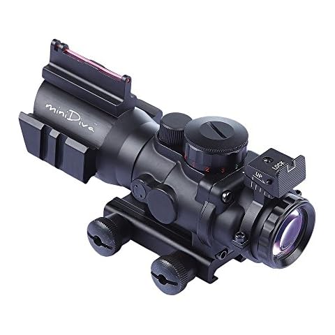 Minidiva® 4x32 mm Tactical Scope, mit Rot Gruen Blau 3 Helligkeit, Lichtwellenleiter Scope Cover