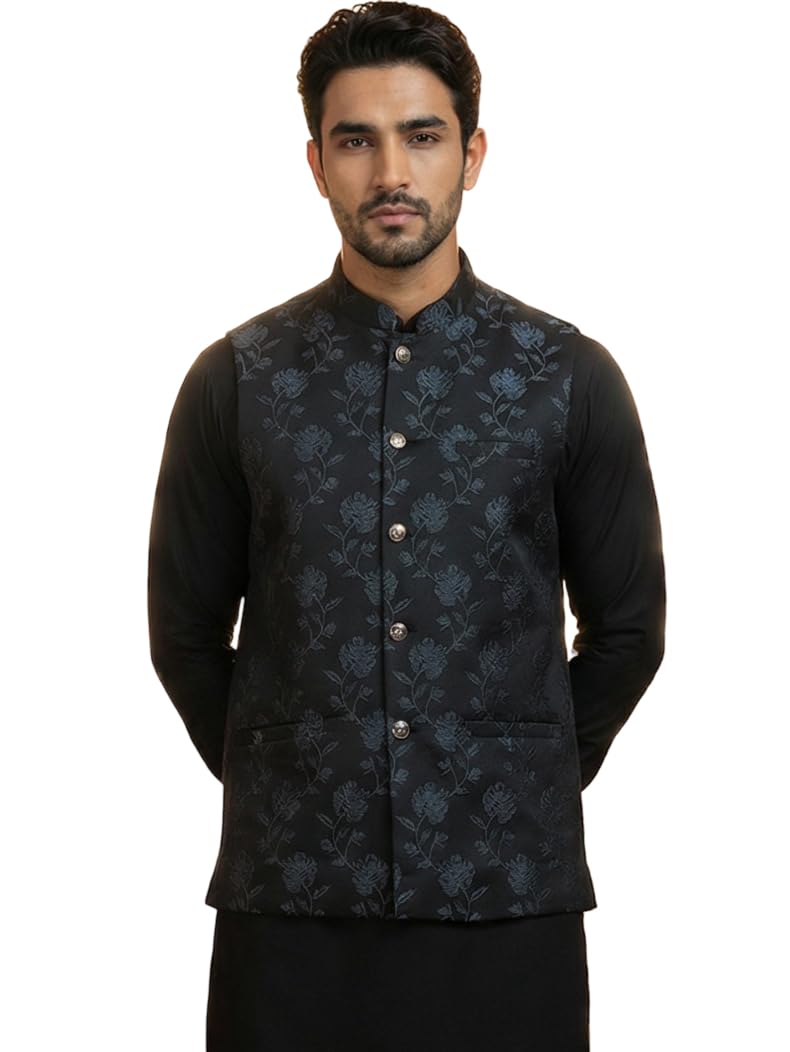 jompers Embossed Nehru Jacket for Men-picture-15