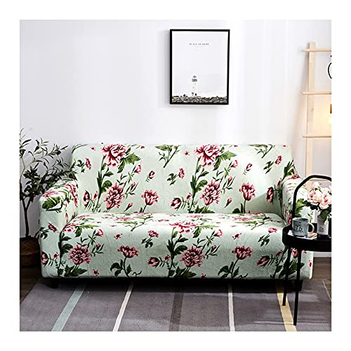 Housse canapé 3 places fleurs protège sofa extensible de 195 à 230cm