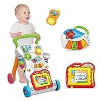Queiting Baby Walker First Steps 2in1 Activity Musical Toys Car Along Ride Children's Music Walker Baby Toddler Stroller Used for Baby Steps