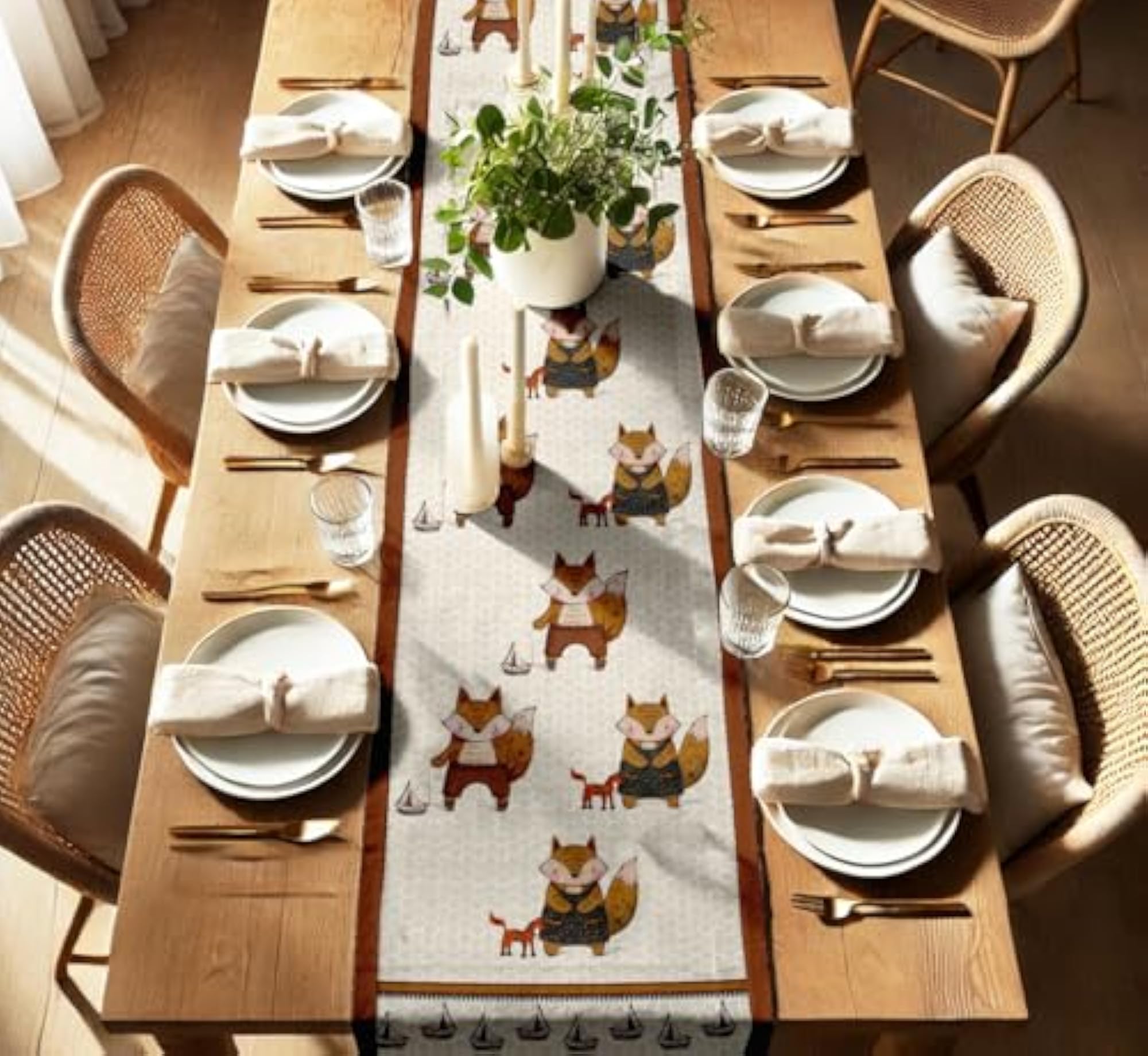 Premium Cotton Table Runner - Lightweight Double Layer