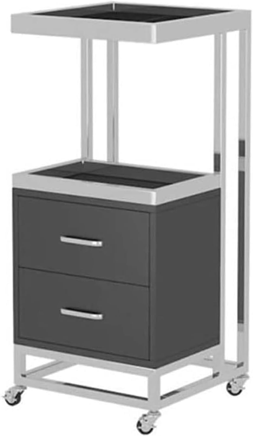 VUIKLCty Salon Trolley Metal Salon Rolling Cart With 2 Drawers Storage Utility Cart Instrument Tray Salon Cart Beauty Trolley Cart(E)