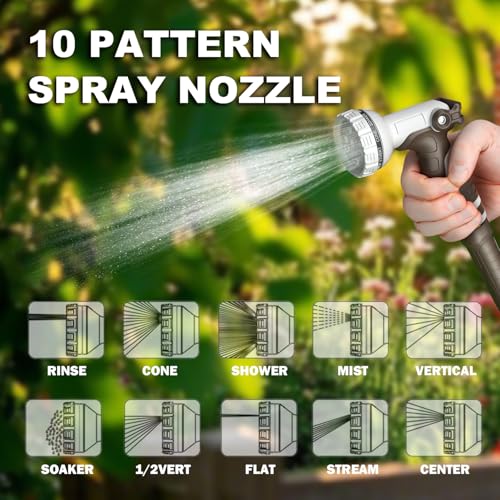 Image of Retractable Garden Hose Reel, 1 /2 in 75+6ft, Heavy Duty Wall Mounted Water Hose Reel, Spring power Automatic Rewind, Any Length Lock, 180 Swivel Bracket, 10 Pattern Spray Nozzle