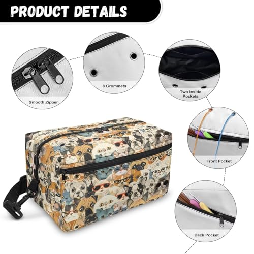 Image of Drnuikhe Cat and Dog Prints Yarn Storage Organizers and Storage Organized for Crochet Hooks Large Capacity Yarn Tote Organizer Crochet Bag for Knitting Needles, Crochet Hooks and Other Accessories