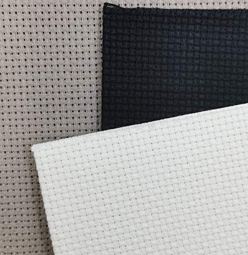 Image of KCS 3 pc of 12 inch x 18 inch 14CT Counted Cotton Aida Cloth Cross Stitch Fabric (Ecru+Coffee+Black)