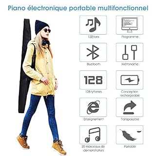 DREAMADE Piano Numérique Portable 88 Touches, Clavier Electronique avec Fonction de Transposition, Chargeur et USB Interface, Enfant ou Débutant (127×21,5×6,5 cm) - Les Beatles, Paul McCartney, John Lennon, RIngo Starr, George Harrison DREAMADE Piano Numérique Portable 88 Touches, Clavier Electronique avec Fonction de Transposition, Chargeur et USB Interface, Enfant ou Débutant (127x21,5x6,5 cm) – Image 2