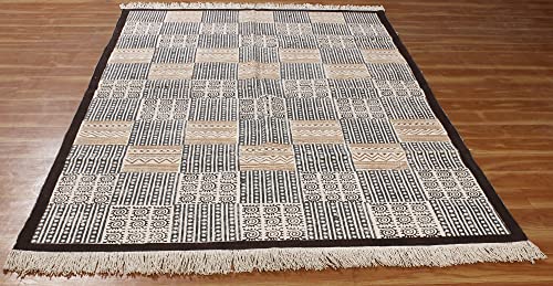 Tapis de salle de bain indien lavable grand format en coton multicolore - 5